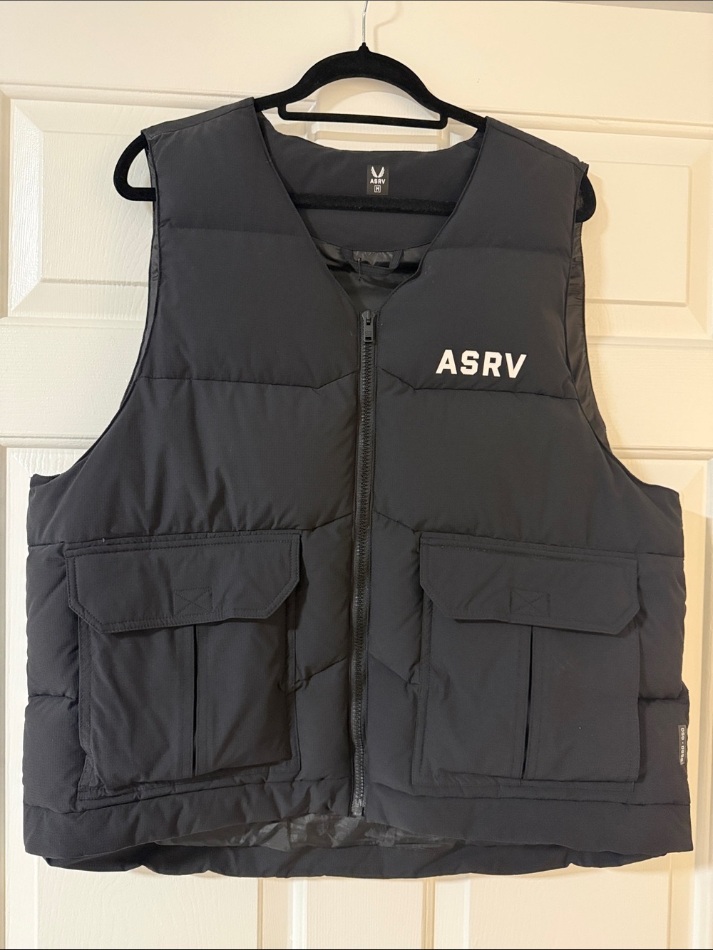 ASRV Black Quilted Utility Vest with Logo Chest